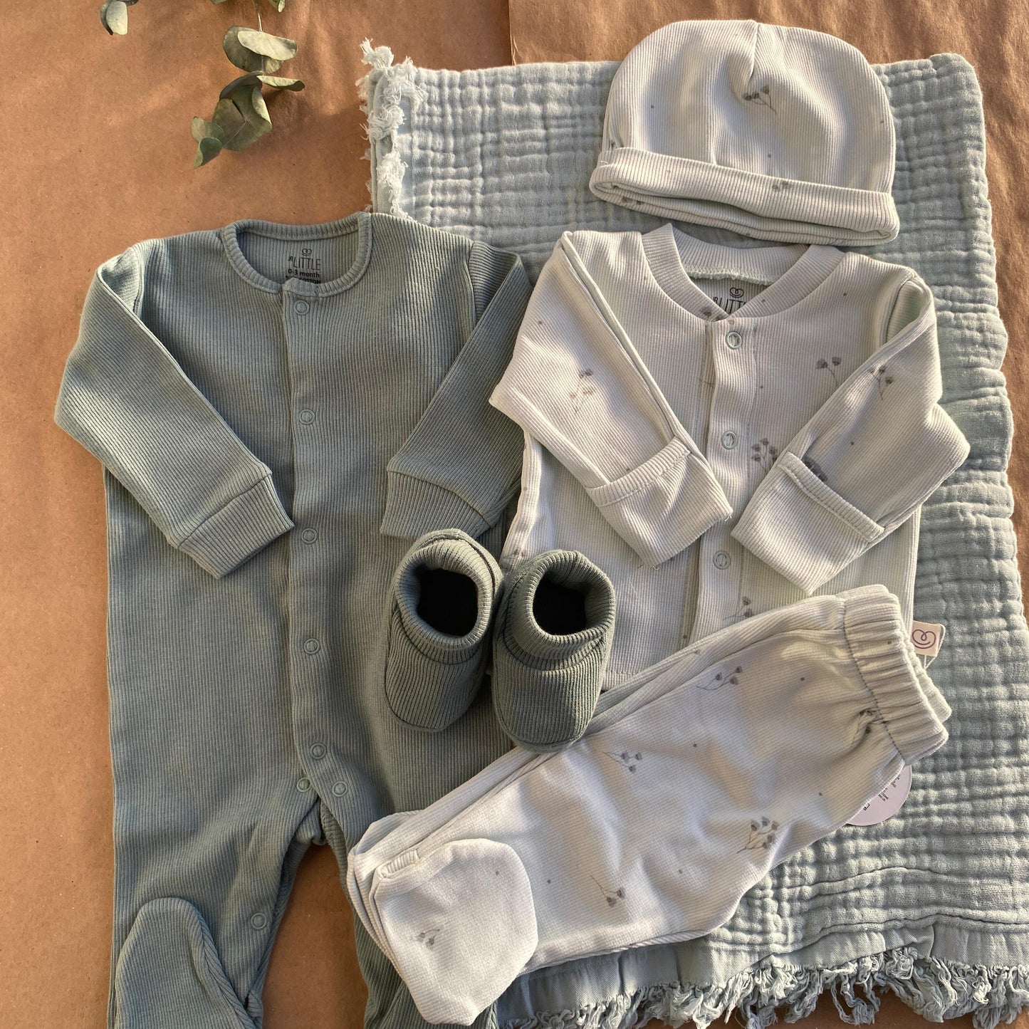 Jr Little Flower Kaşkorse 3'lü Set, Mint Tulum, Mint Patik, Mint Müslin Battaniye