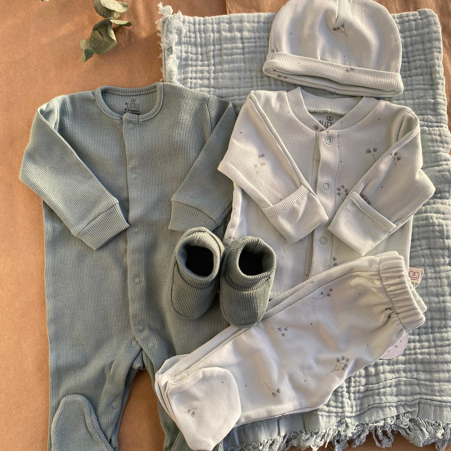 Jr Little Flower Kaşkorse 3'lü Set, Mint Tulum, Mint Patik, Mint Müslin Battaniye