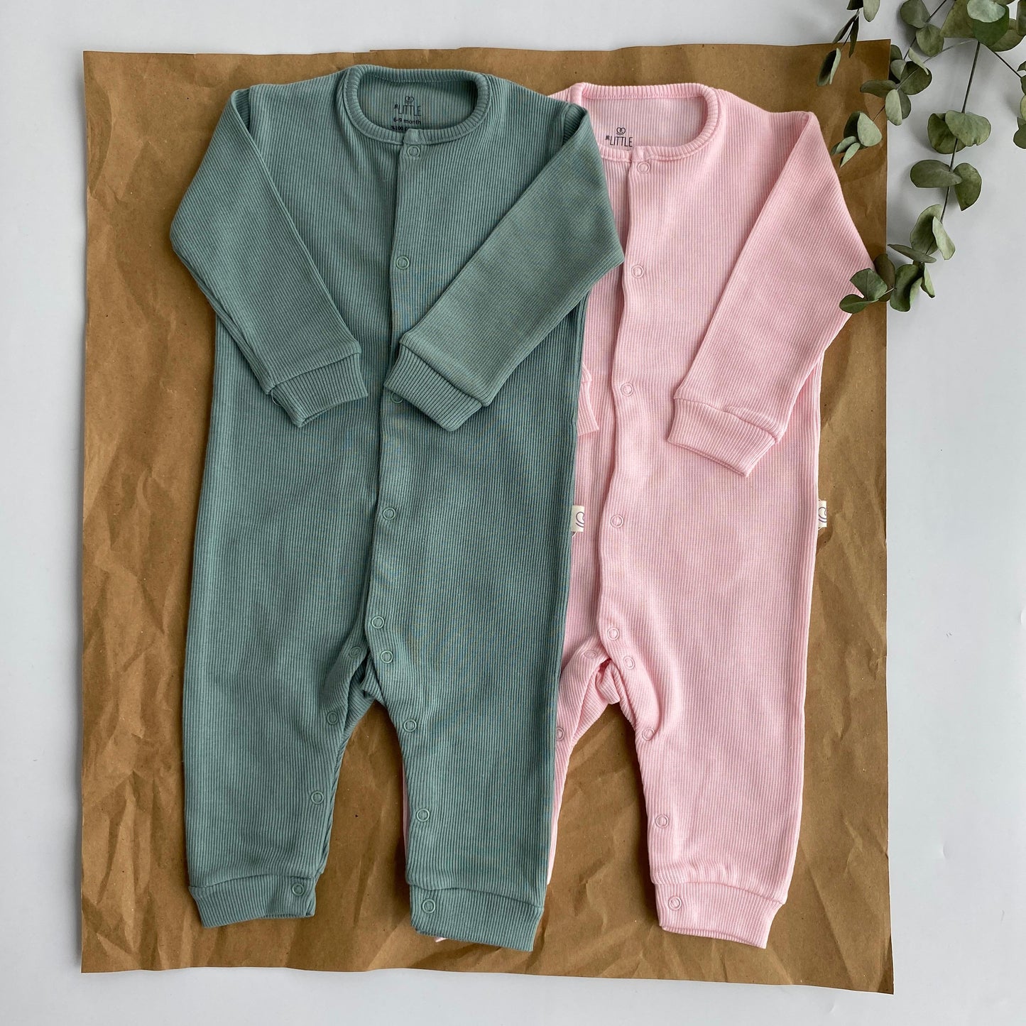 2’li Mint, Pembe Bebek Tulum 6-9/9-12 Ay
