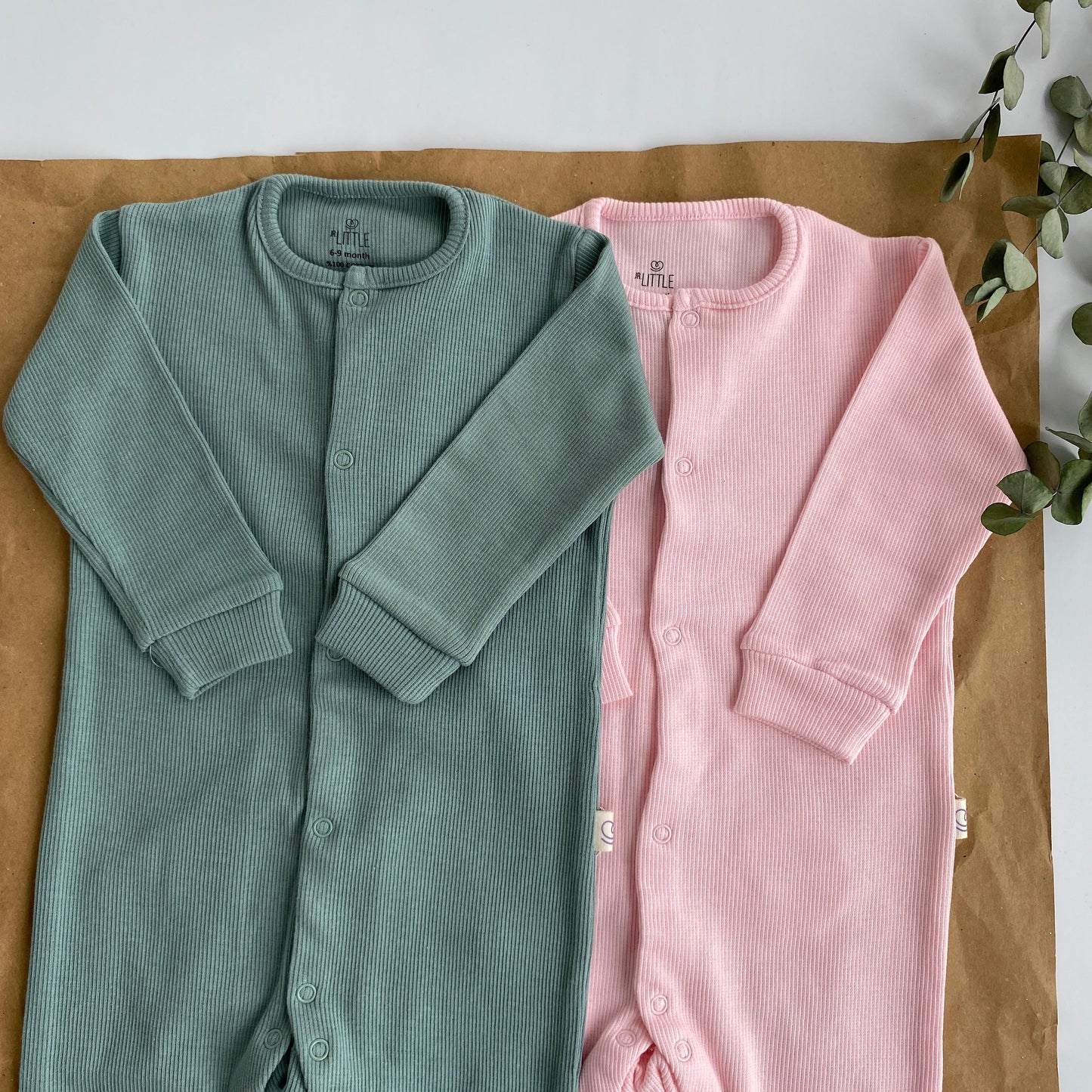 2’li Mint, Pembe Bebek Tulum 6-9/9-12 Ay