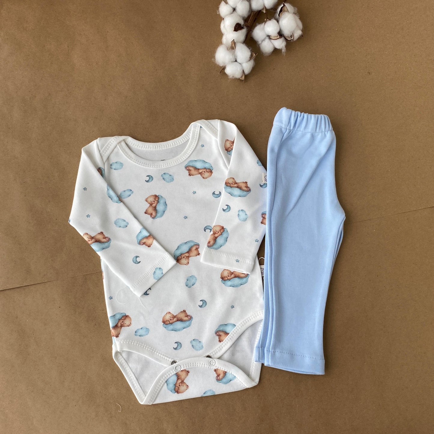 Zıbın Pantalon Organik 2'li Takım Ayıcık Desenli