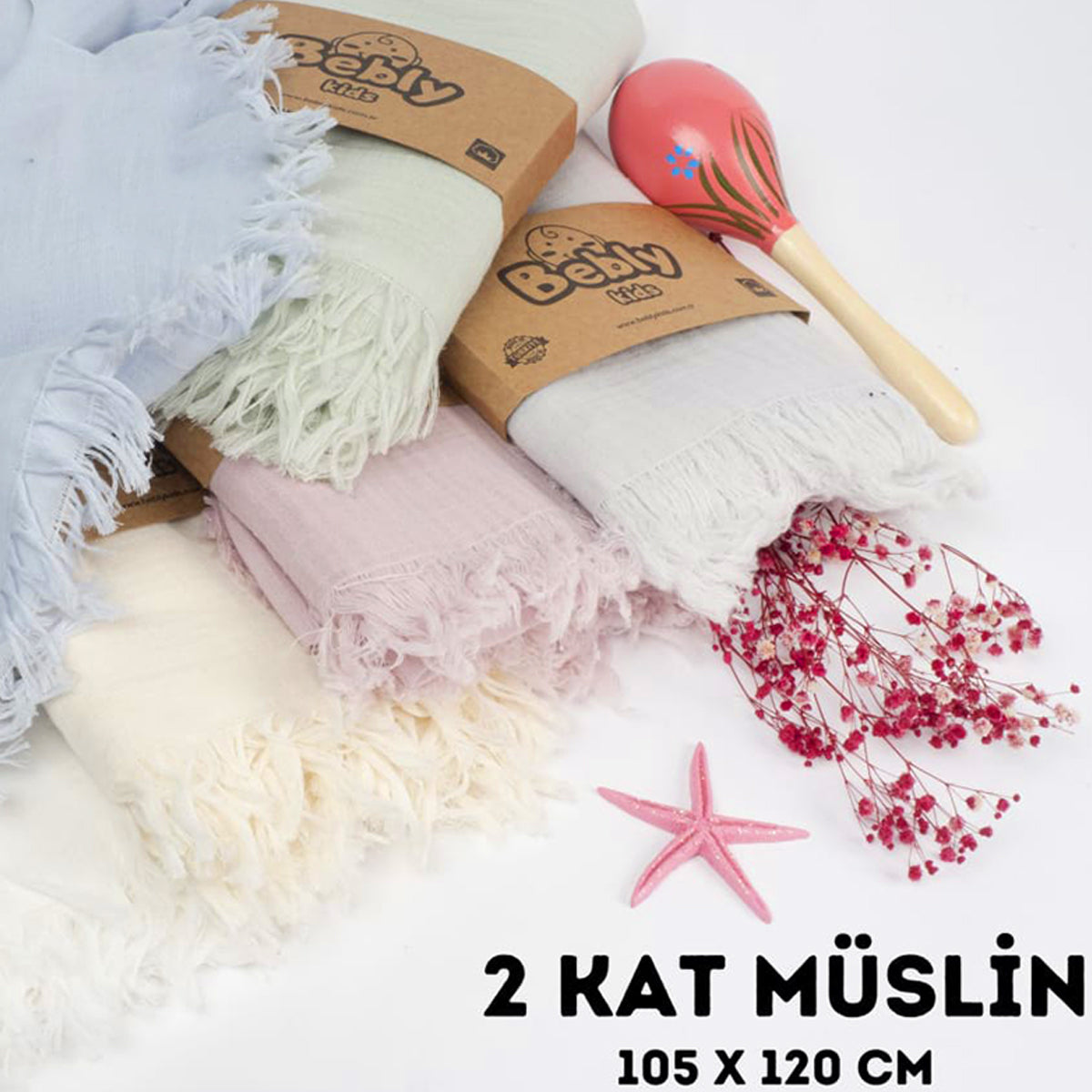 2 Kat Müslin Unisex Battaniyeler