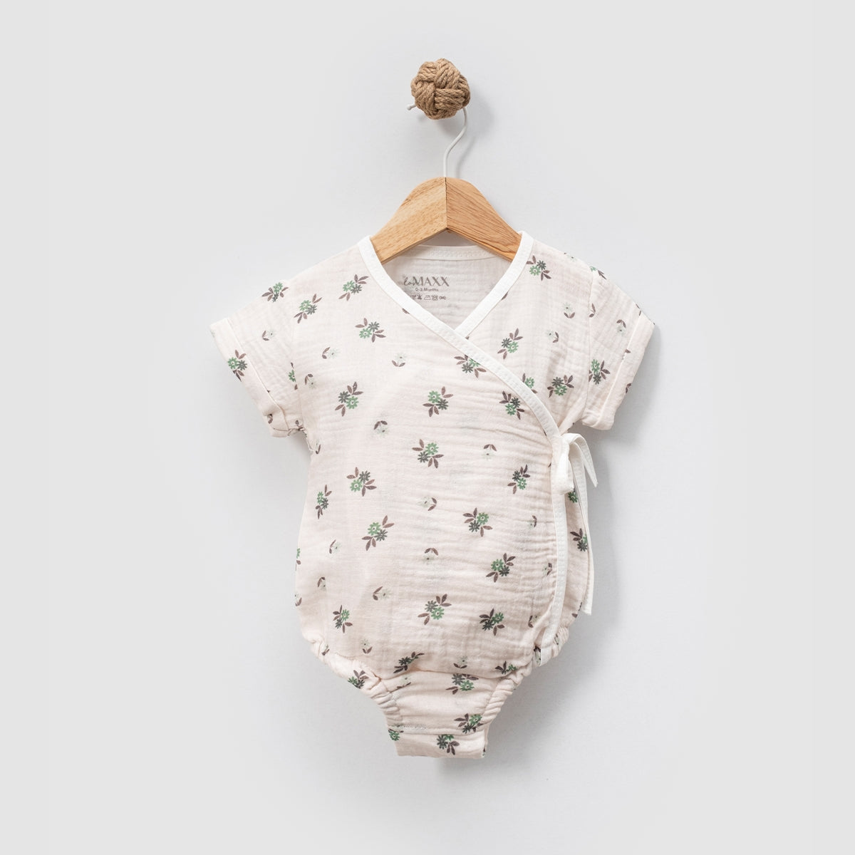 (Kalpli-Çiçekli) Kız Bebek Müslin Romper