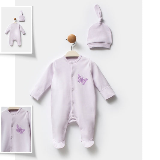 Kız Bebek Organik Lila 2'li Tulum Set