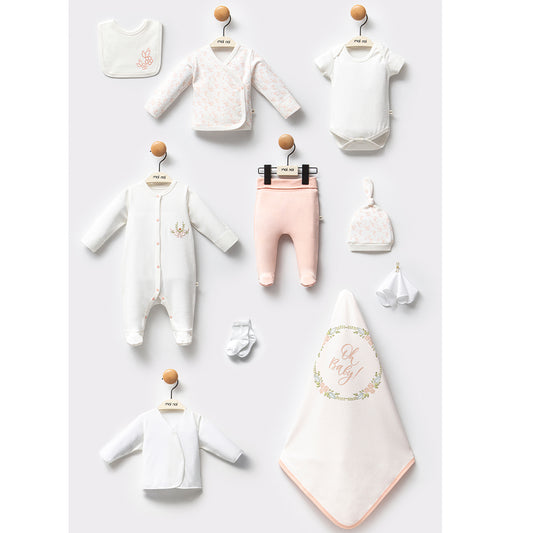 Somon 10'lu Oh Baby Sloganlı Hastane Çıkışı, Zıbın, Tulum, Patik, Battaniye Set