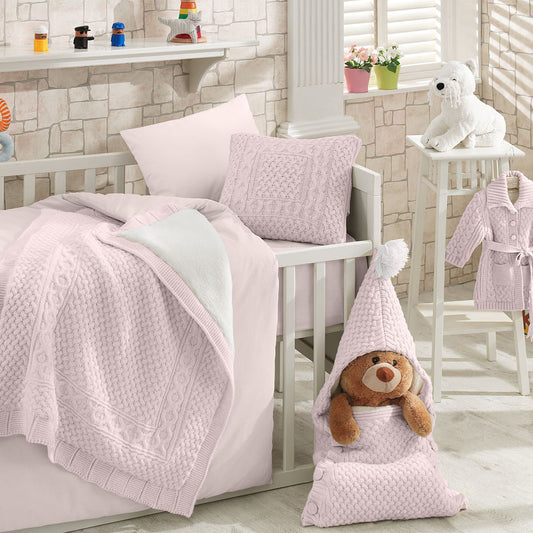 (Bej-Krem-Mavi-Pembe) 6'lı Triko %100 Pamuk Bebek Nevresim Takımı